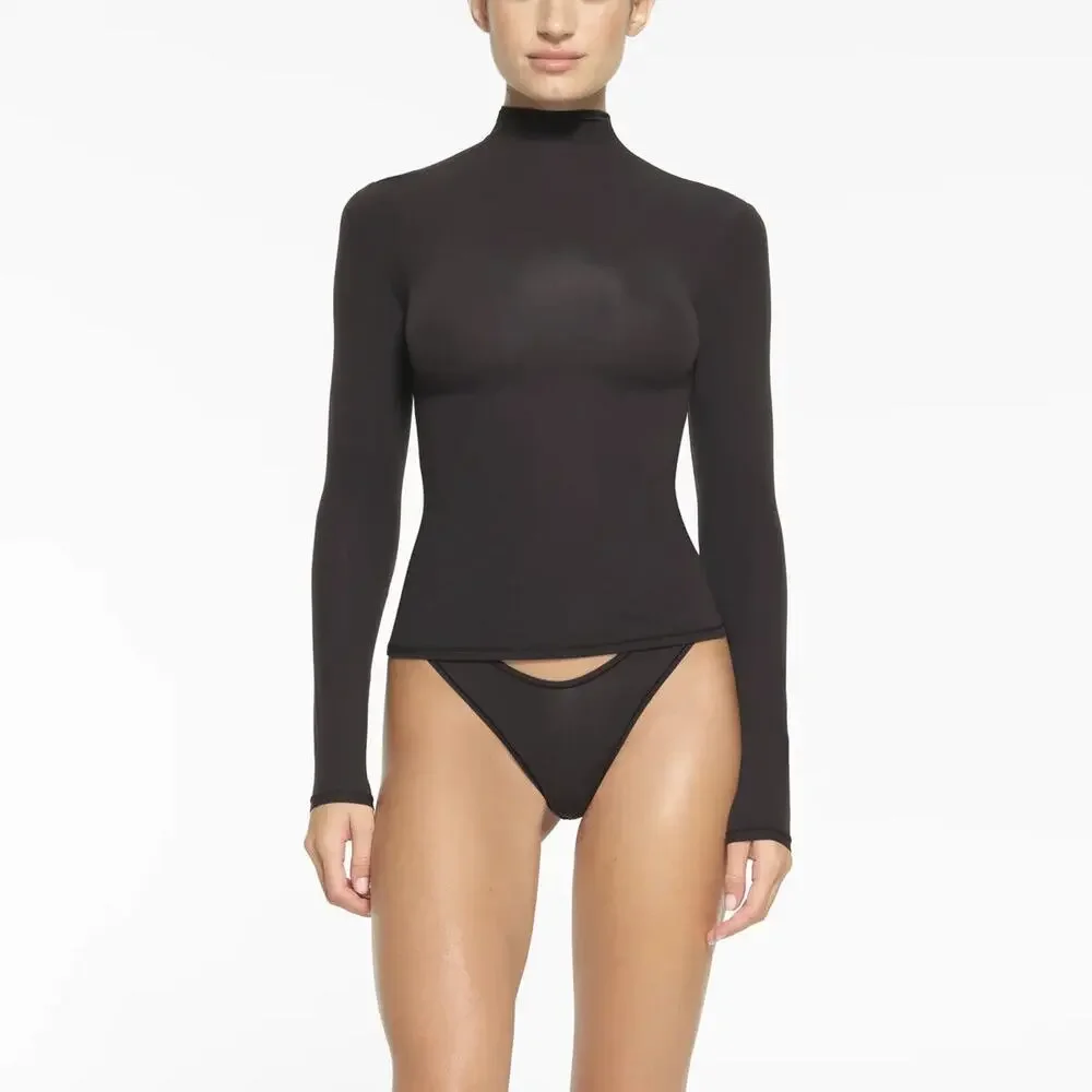 SKIMS Fits Everybody Turtleneck Top Black Onyx Stretch Skims Womens Plus Size 3X - Picture 1 of 11
